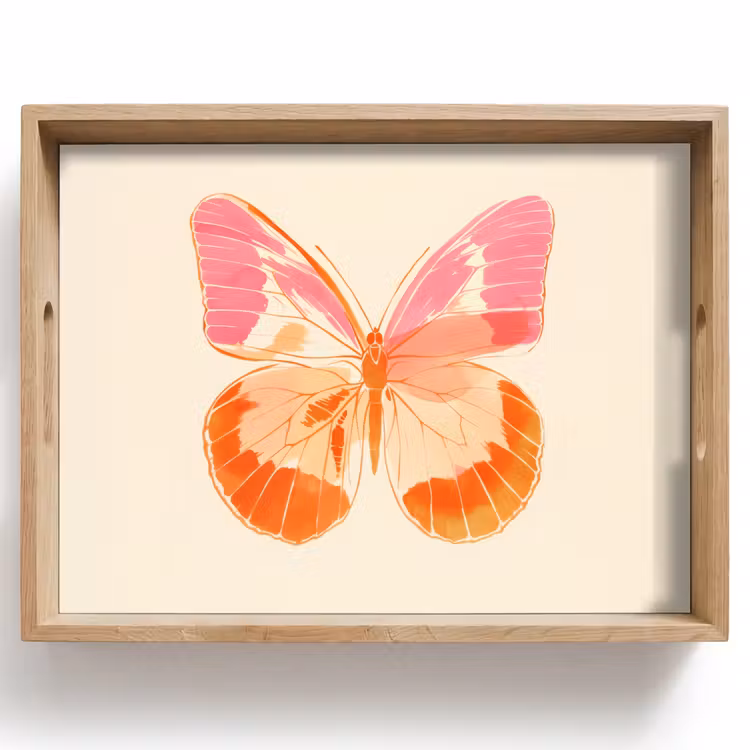 Plateau - Orange - Papillon - Minimaliste — 1