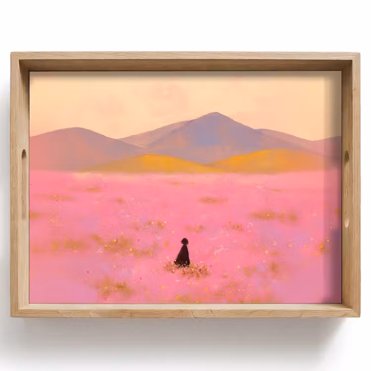 Plateau - Prairie fleurie - Collines - Silhouette - Rose — 1