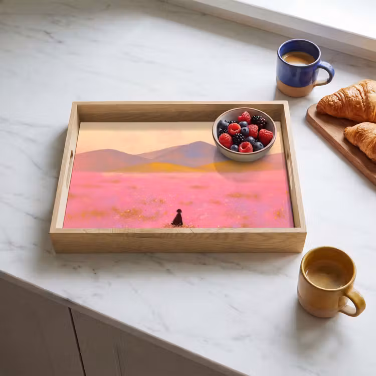 Plateau - Prairie fleurie - Collines - Silhouette - Rose — 3