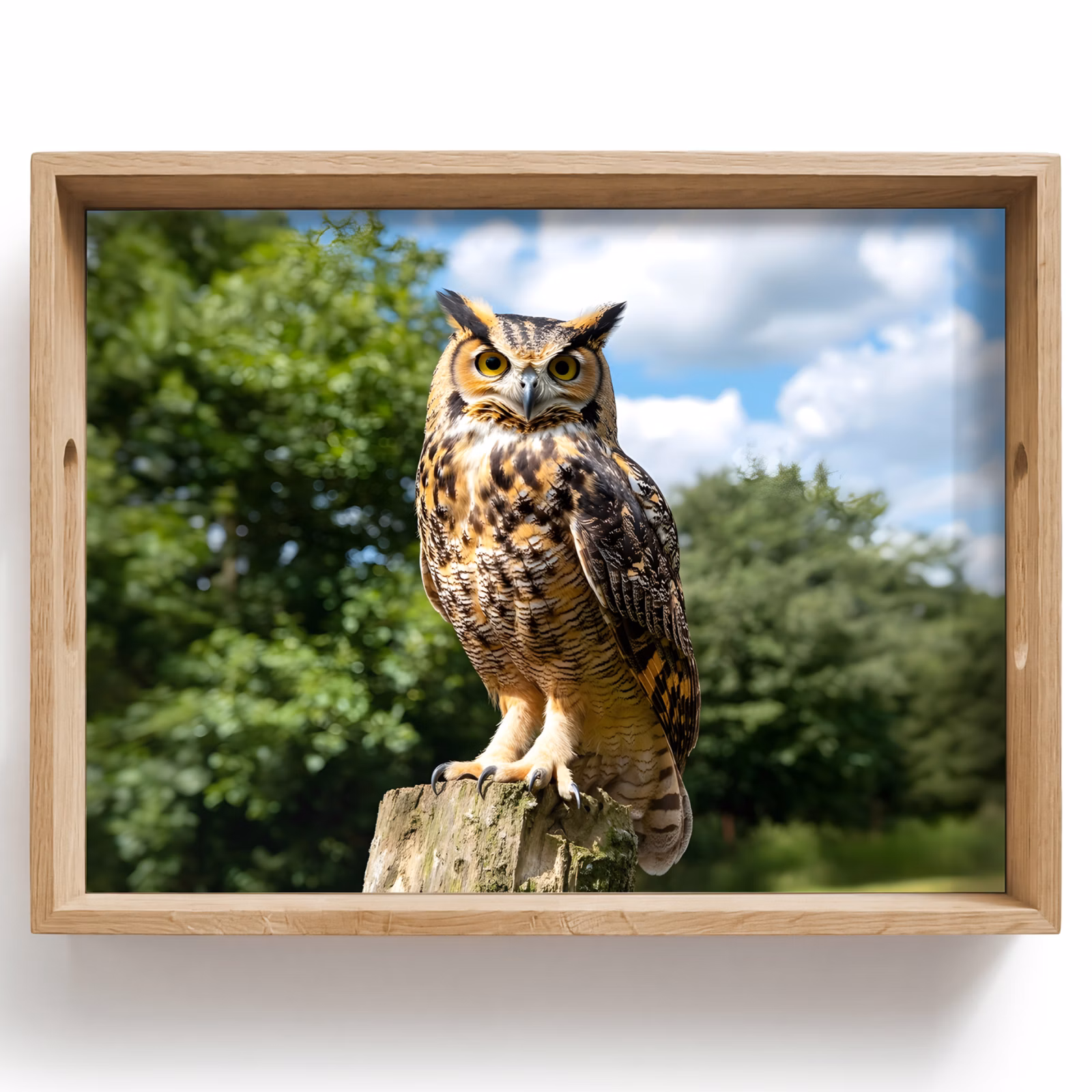 Plateau - Hibou - Tronc d'arbre - Forêt - Ciel — 1
