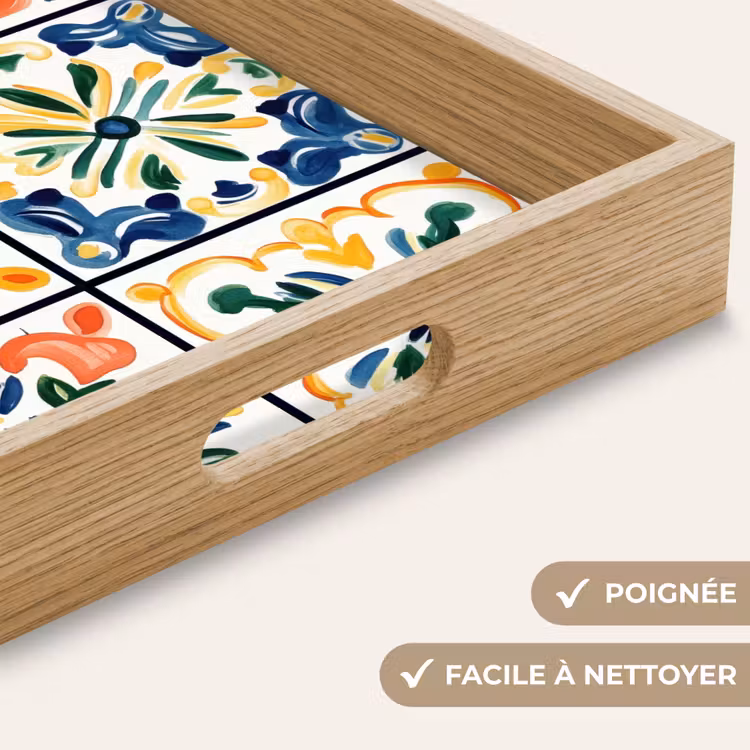 Plateau - Espagnol - Carreaux - Céramique - Fleurs — 8