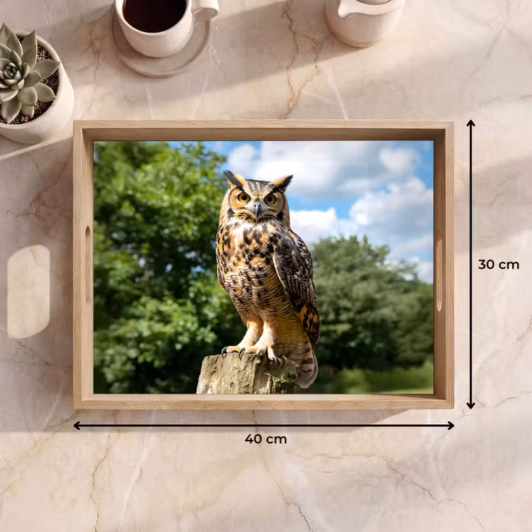 Plateau - Hibou - Tronc d'arbre - Forêt - Ciel — 7