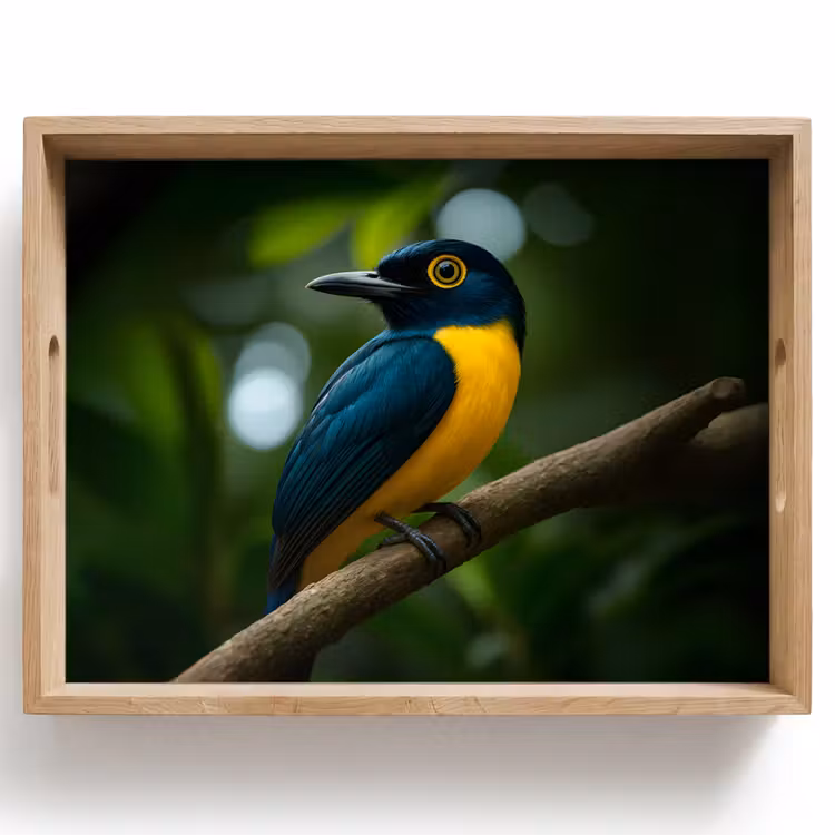 Plateau - Oiseau - Branche - Jaune - Feuilles — 1