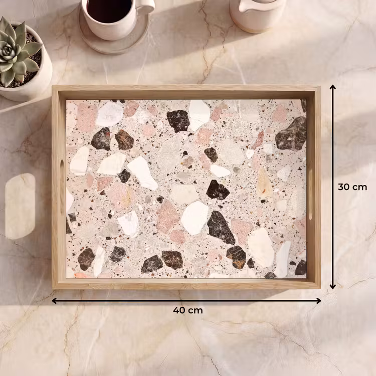 Plateau - Léger - Rose - Terrazzo - Pierres — 7