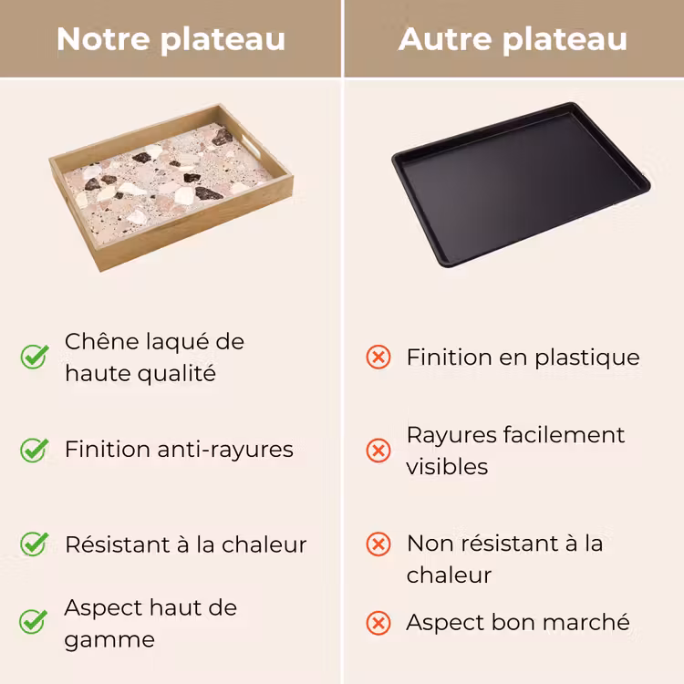 Plateau - Léger - Rose - Terrazzo - Pierres — 9