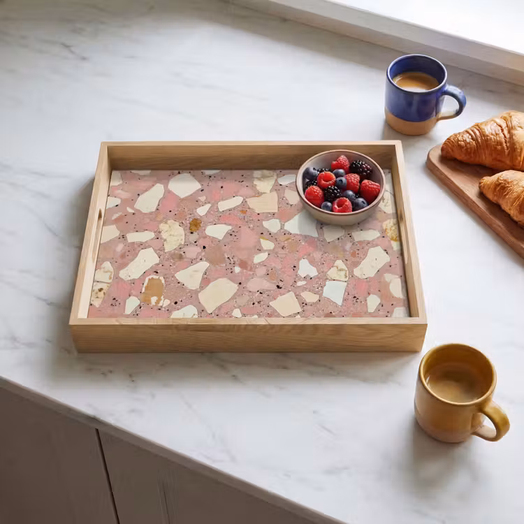 Plateau - Rose - Décoration - Pierres - Terrazzo — 3