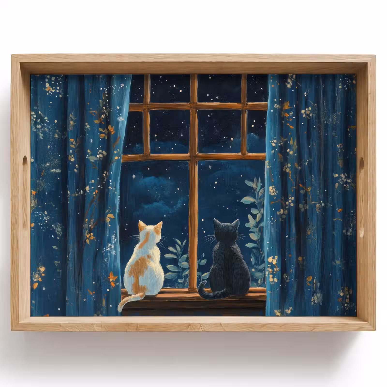 Plateau - Chat - Ciel étoilé - Bleu — 1