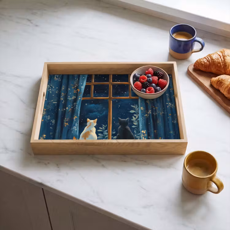 Plateau - Chat - Ciel étoilé - Bleu — 3