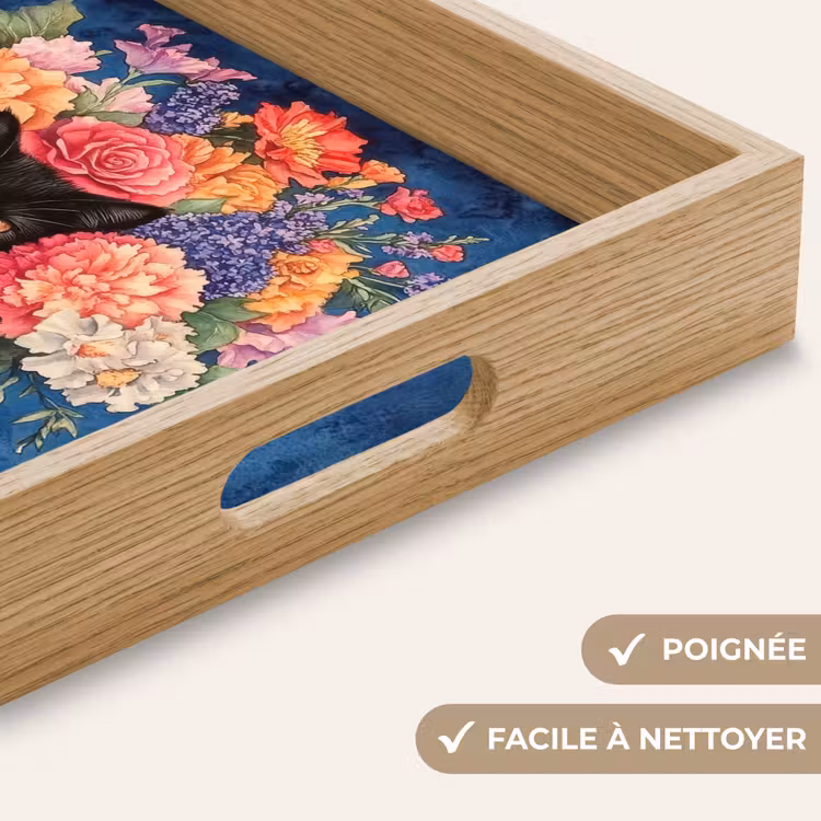 Plateau - Chat - Fleurs aux couleurs vives - Vase — 8