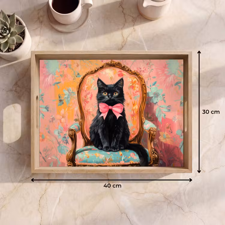 Plateau - Chat - Rose - Chaise avec motif floral — 7