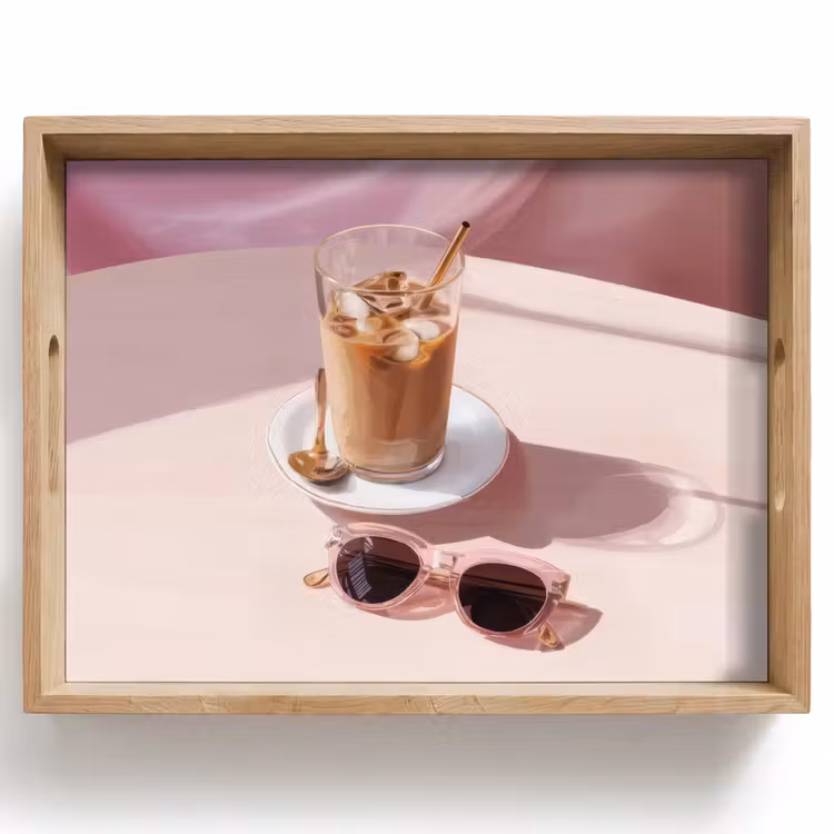 Plateau - Café glacé - Lunettes de soleil - Or — 1