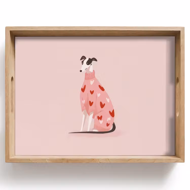 Plateau - Chien - Coeurs - Rose — 1