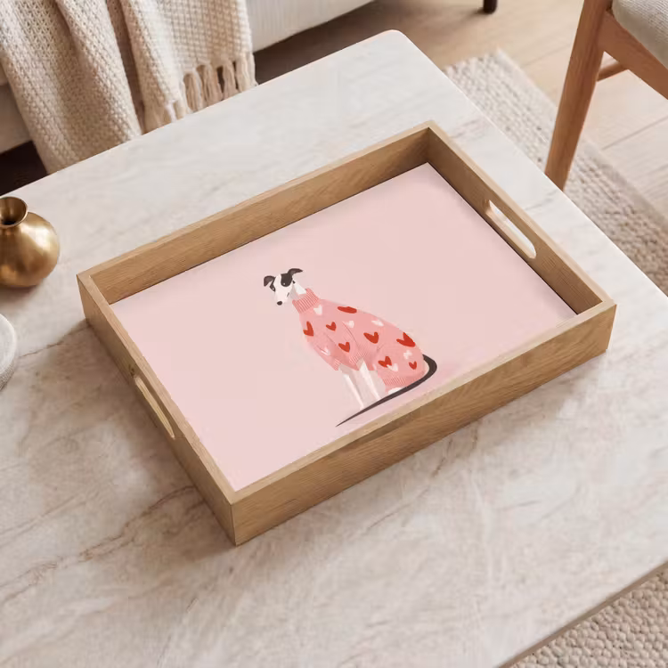 Plateau - Chien - Coeurs - Rose — 2
