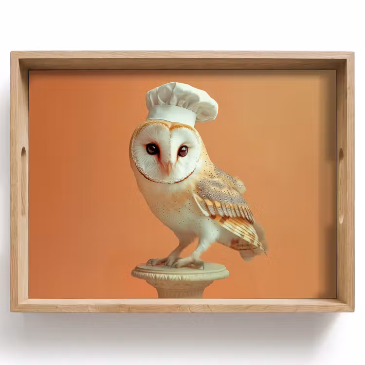 Plateau - Chouette effraie - Toque - Orange - Oiseau — 1