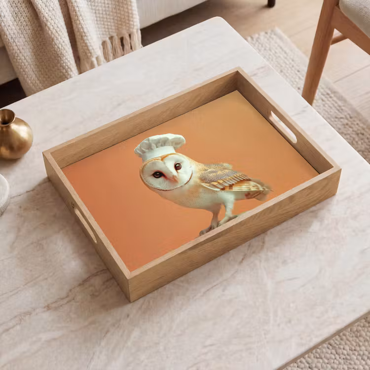 Plateau - Chouette effraie - Toque - Orange - Oiseau — 2