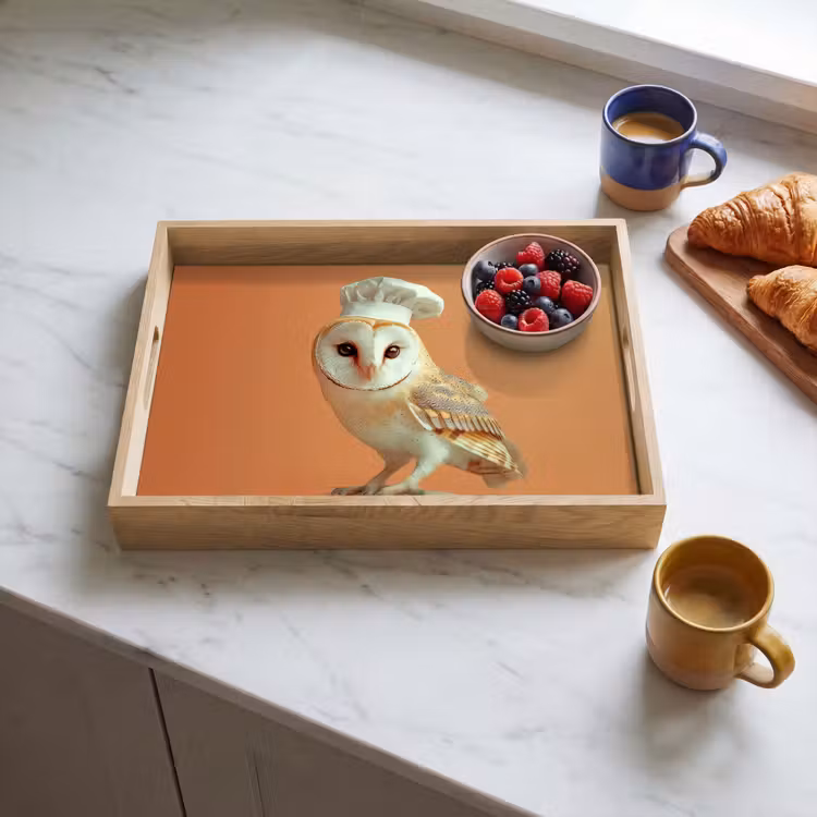 Plateau - Chouette effraie - Toque - Orange - Oiseau — 3