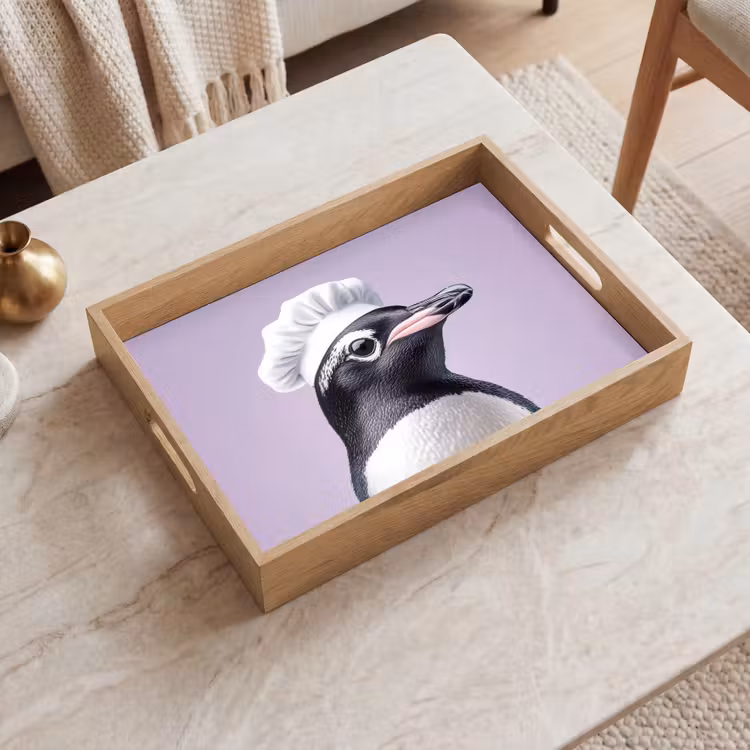 Plateau - Pingouin - Chapeau de cuisinier - Doux - Violet — 2