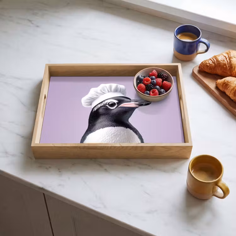 Plateau - Pingouin - Chapeau de cuisinier - Doux - Violet — 3