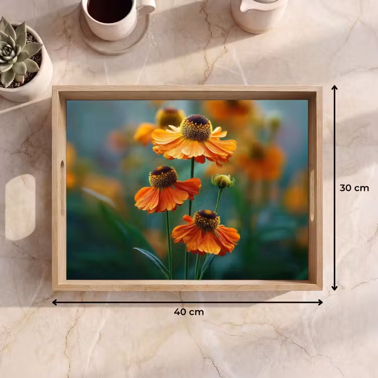 Plateau - Fleurs orange - Vif - Fond flou — 7