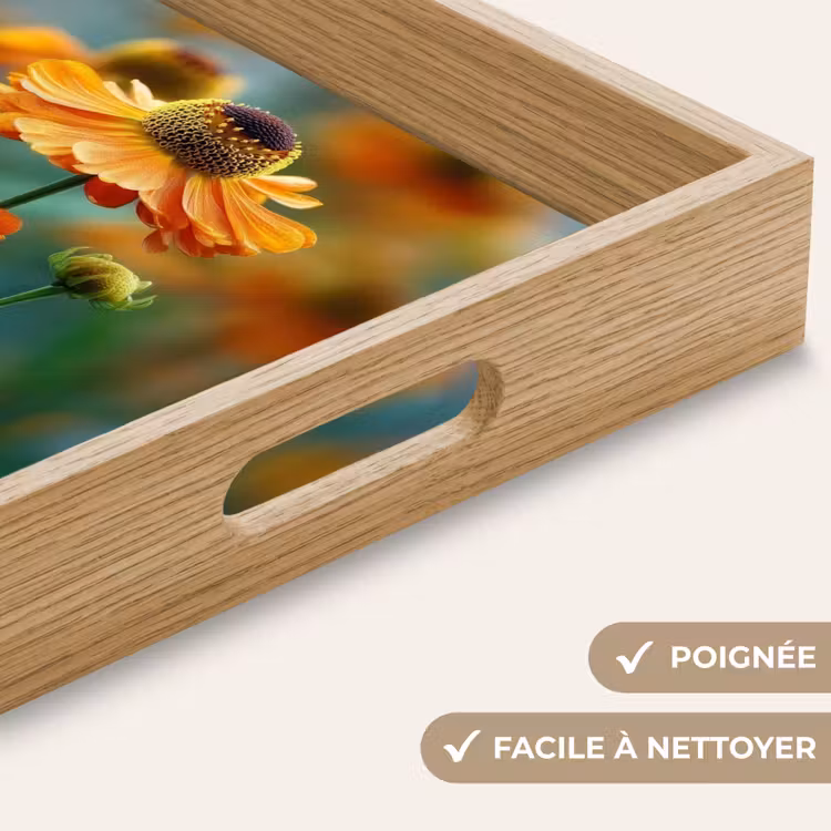 Plateau - Fleurs orange - Vif - Fond flou — 8