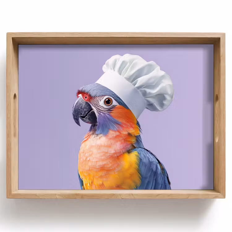 Plateau - Perroquet - Chapeau de cuisinier - Violet - Mignon — 1
