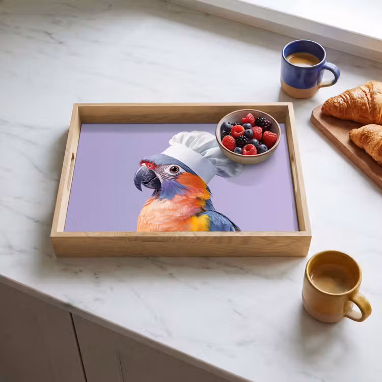 Plateau - Perroquet - Chapeau de cuisinier - Violet - Mignon — 3