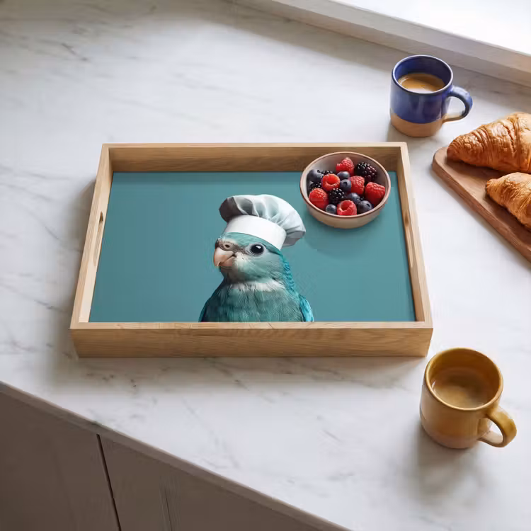 Plateau - Perruche - Oiseau - Chapeau de cuisinier - Mignon — 3