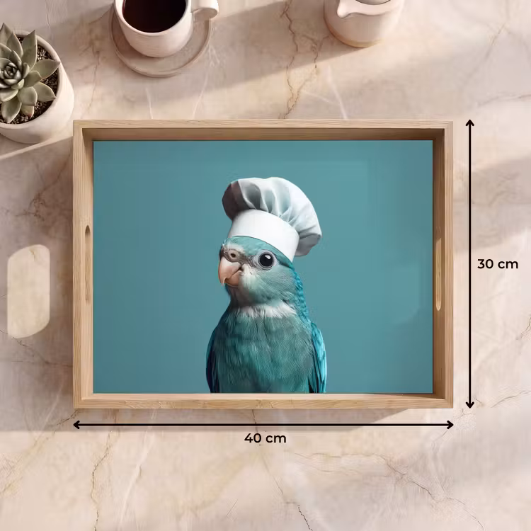 Plateau - Perruche - Oiseau - Chapeau de cuisinier - Mignon — 7