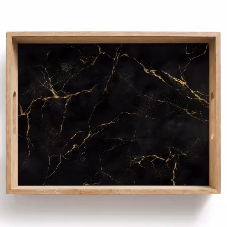 Plateau - Marbre noir - Veines dorées - Classique — 1