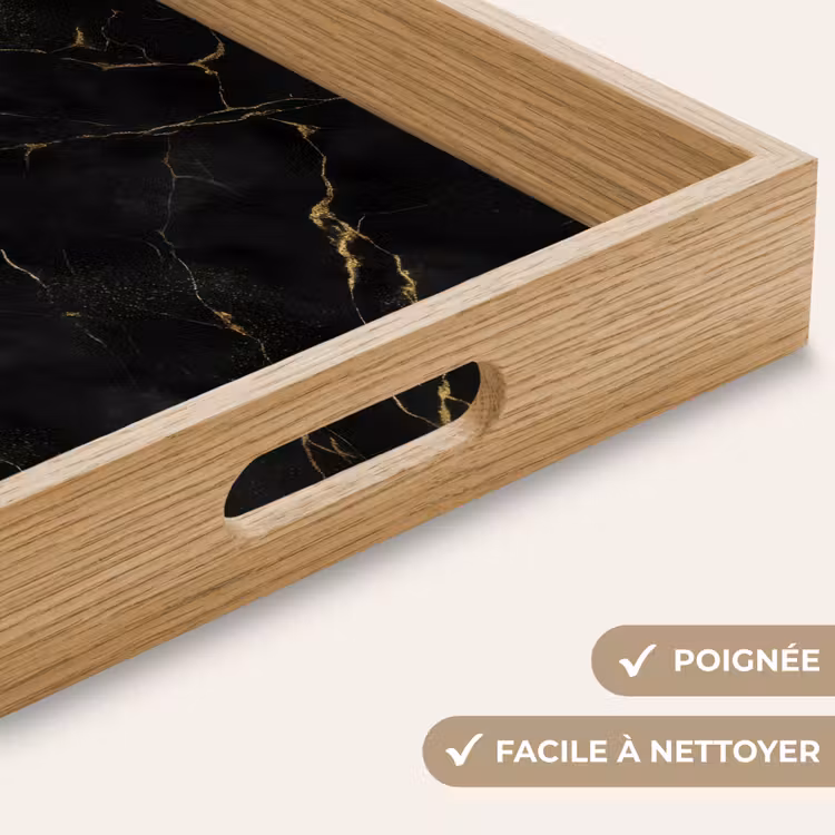 Plateau - Marbre noir - Veines dorées - Classique — 8