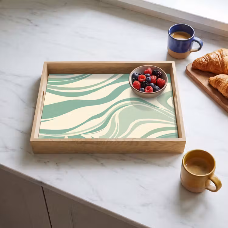 Plateau - Lignes organiques - Vert menthe - Marbre — 3