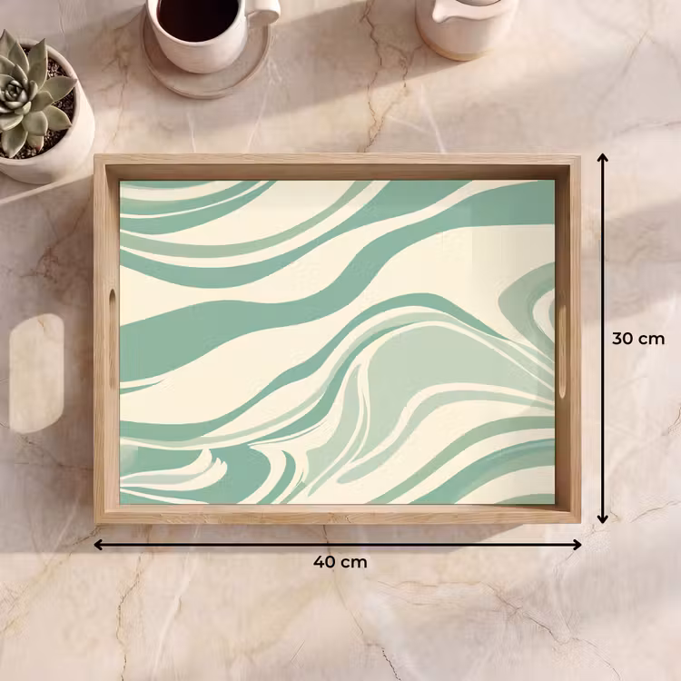 Plateau - Lignes organiques - Vert menthe - Marbre — 7