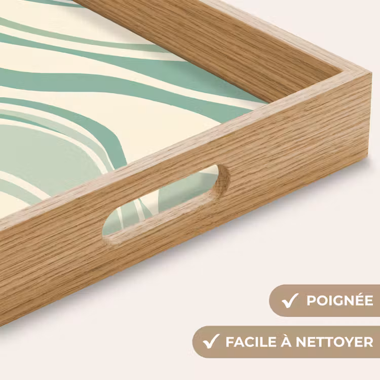 Plateau - Lignes organiques - Vert menthe - Marbre — 8