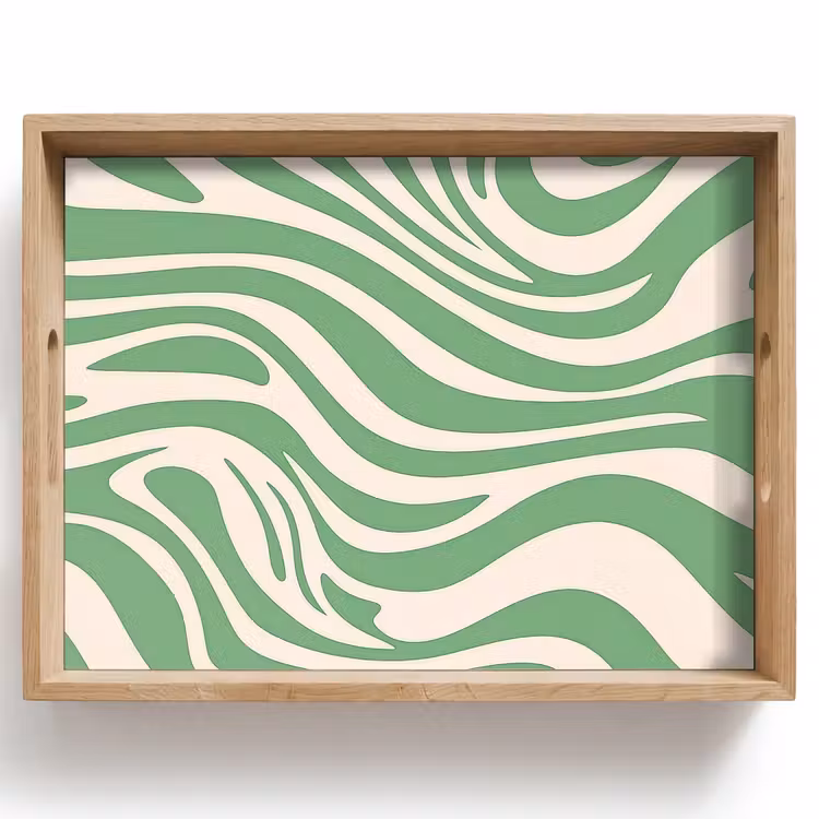 Plateau - Motif zébré - Vert - Rétro — 1