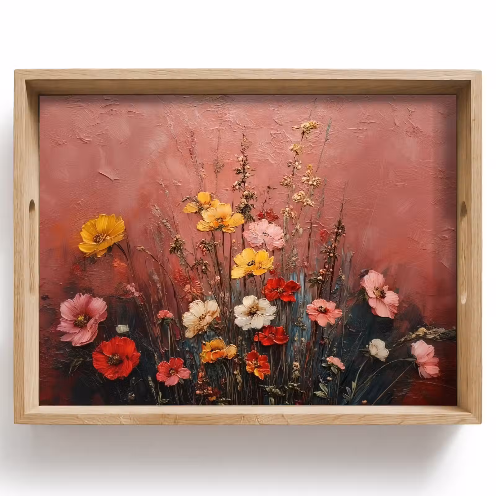 Plateau - Bouquet de fleurs - Détails fins - Rose — 1
