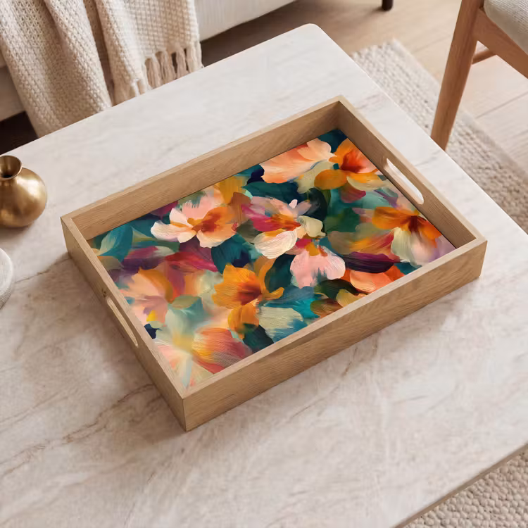 Plateau - Harmonieux - Fleurs abstraites - Tons chauds — 2