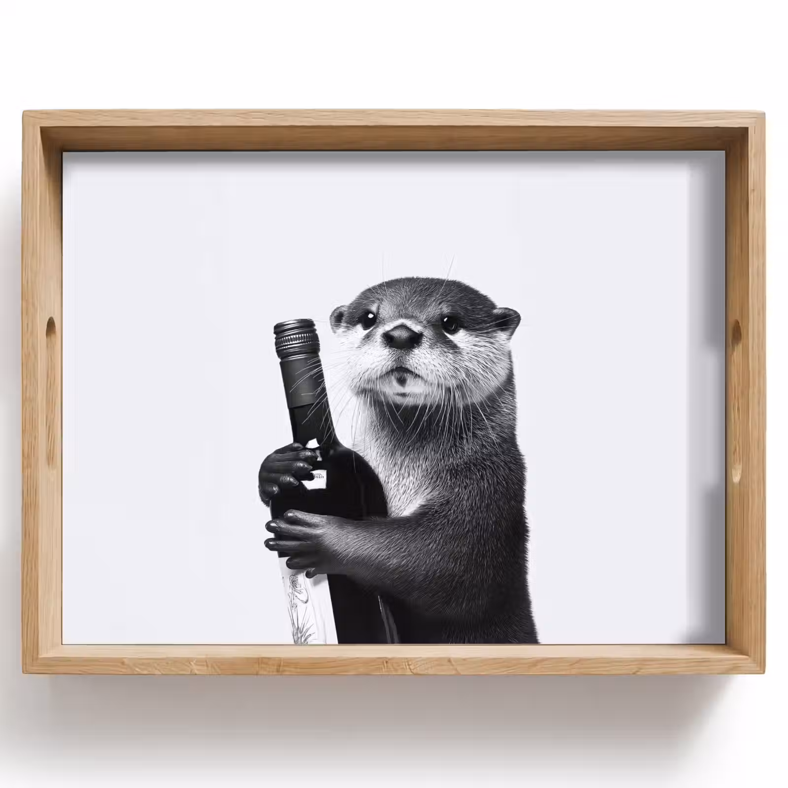 Plateau - Bouteille de vin - Loutre - Noir — 1