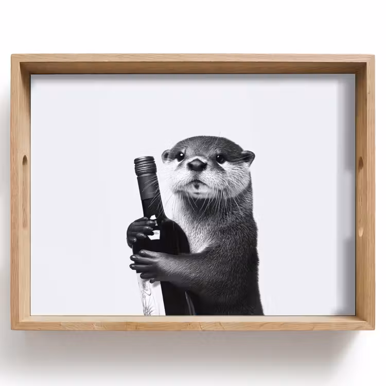 Plateau - Bouteille de vin - Loutre - Noir — 1