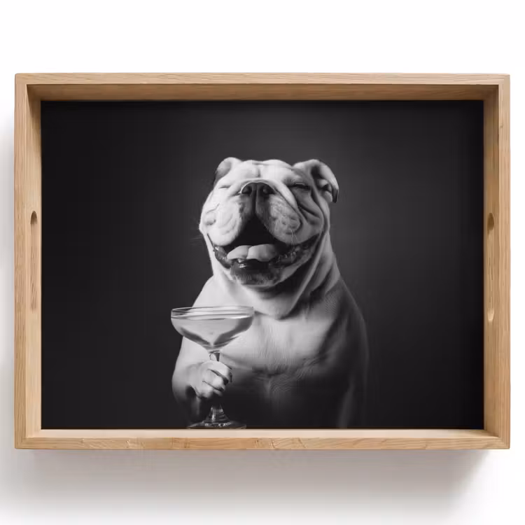 Plateau - Bouledogue - Chien - Verre — 1