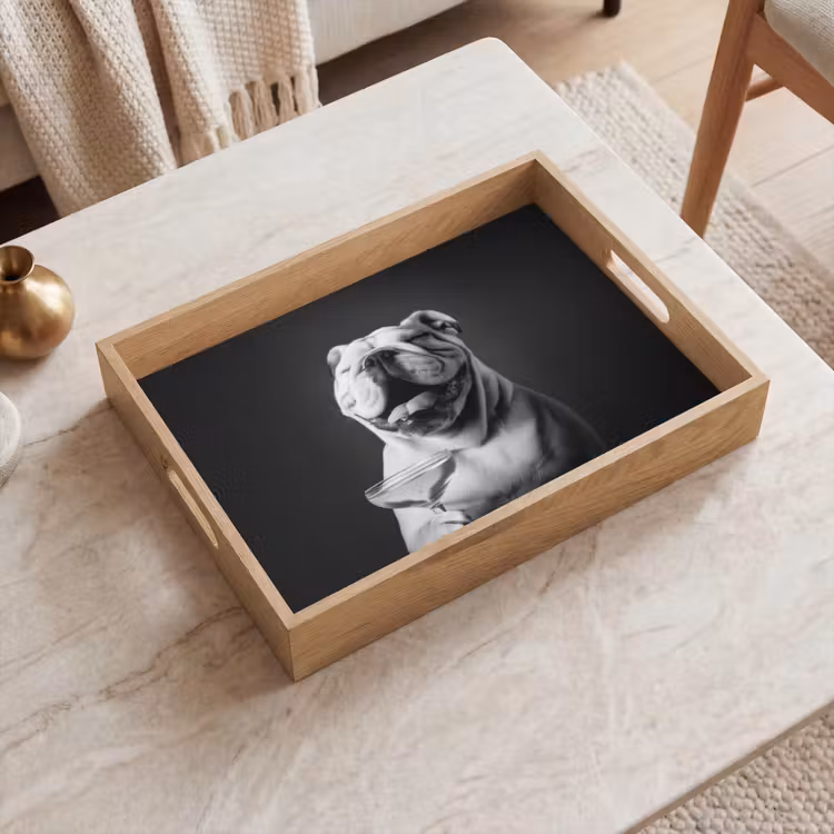 Plateau - Bouledogue - Chien - Verre — 2