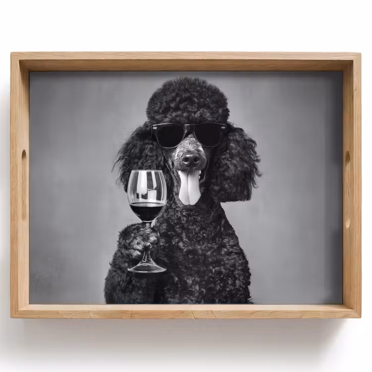 Plateau - Chien - Boucles - Lunettes de soleil - Vin — 1