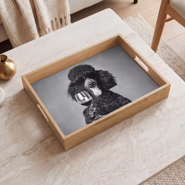 Plateau - Chien - Boucles - Lunettes de soleil - Vin — 2