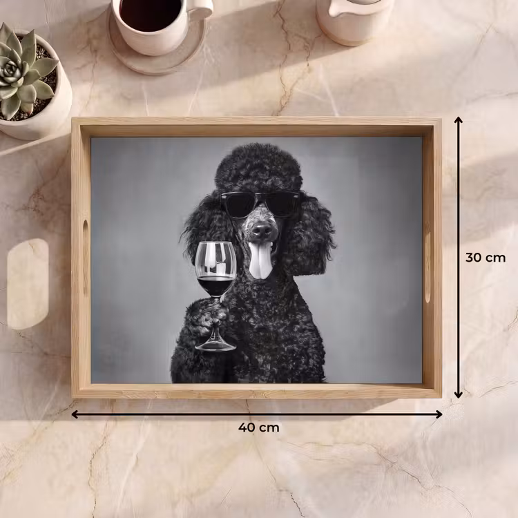 Plateau - Chien - Boucles - Lunettes de soleil - Vin — 7