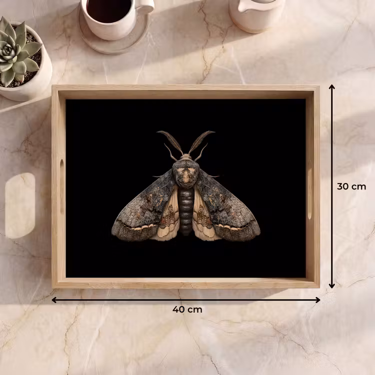 Plateau - Papillon de nuit - Feuilles - Gris — 7