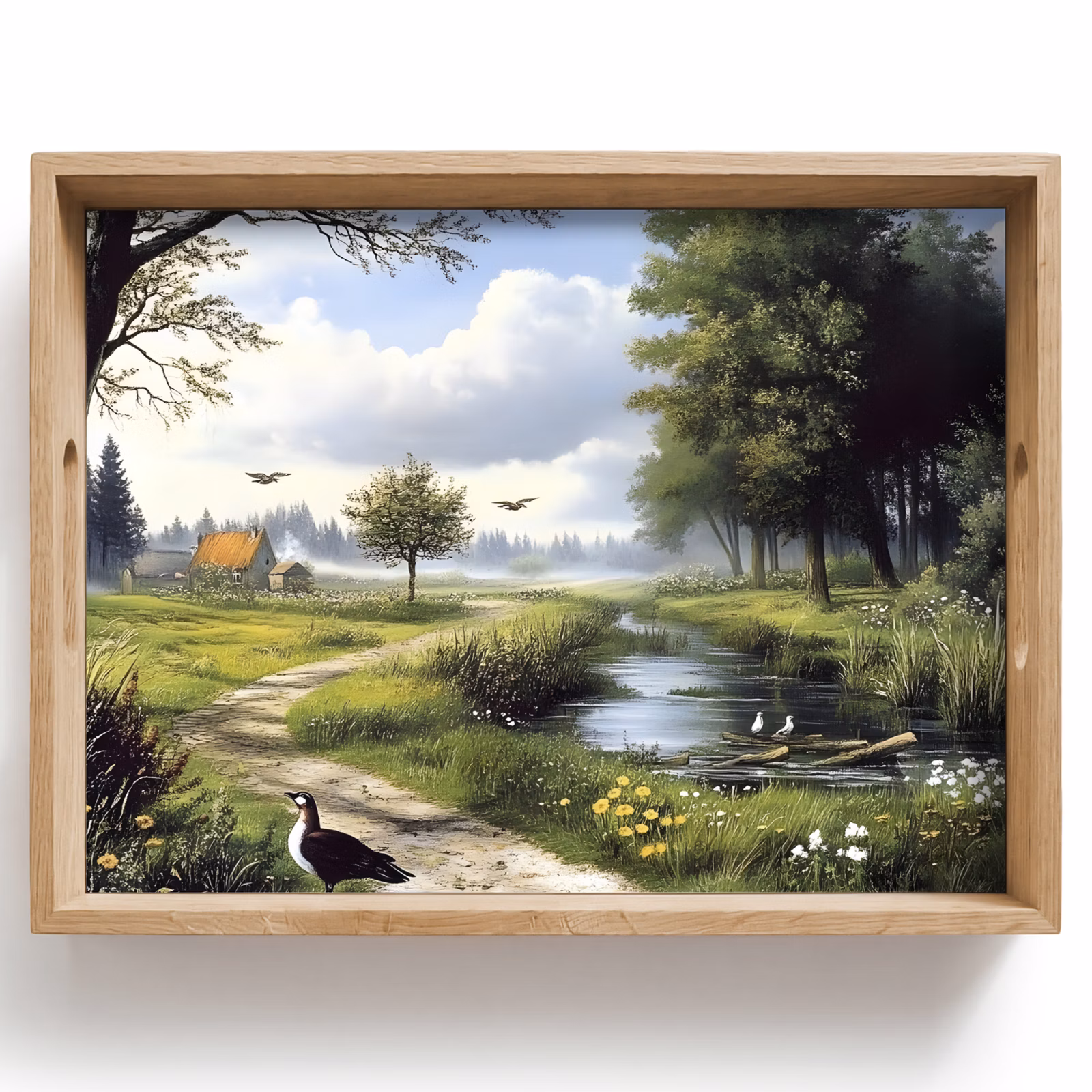 Plateau - Sentier sablonneux - Paysage vert - Eau — 1