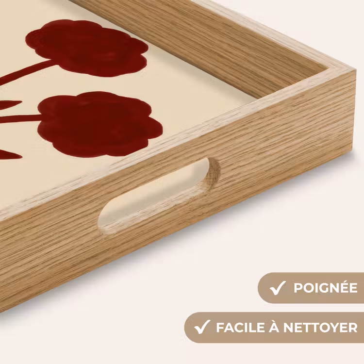 Plateau - Fleurs - Feuilles - Rouge - Minimaliste — 8