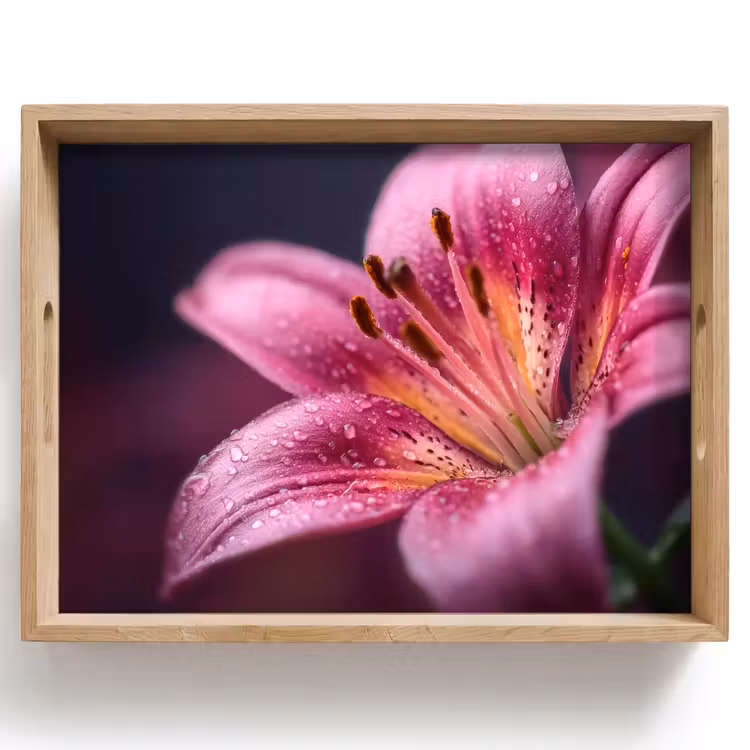 Plateau - Rose - lys - gouttes de rosée — 1