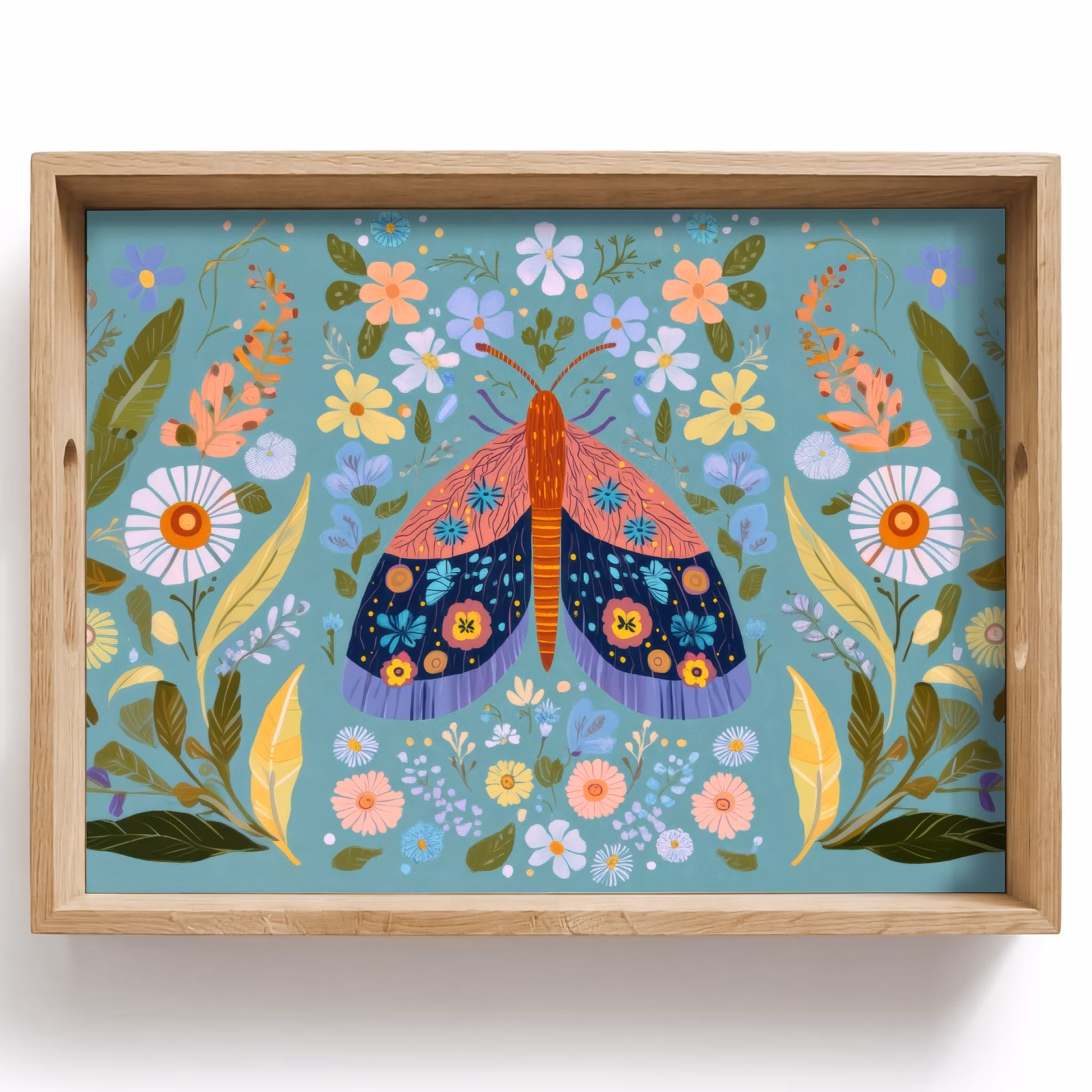 Plateau - Papillon - Ornemental - Fleurs - Feuilles — 1
