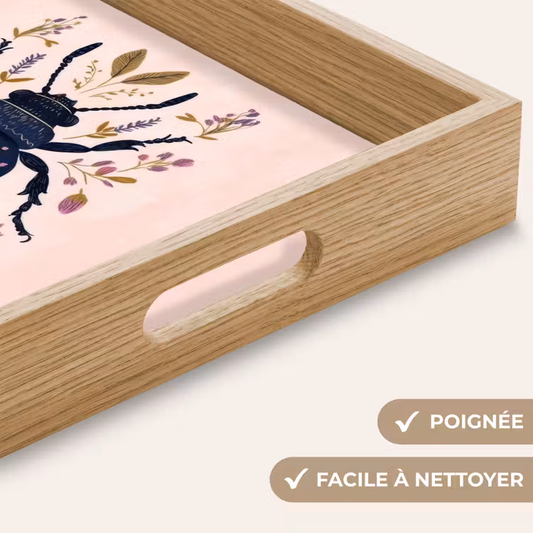 Plateau - Bleu foncé - Coléoptère - Branches de fleurs - Ornemental — 8