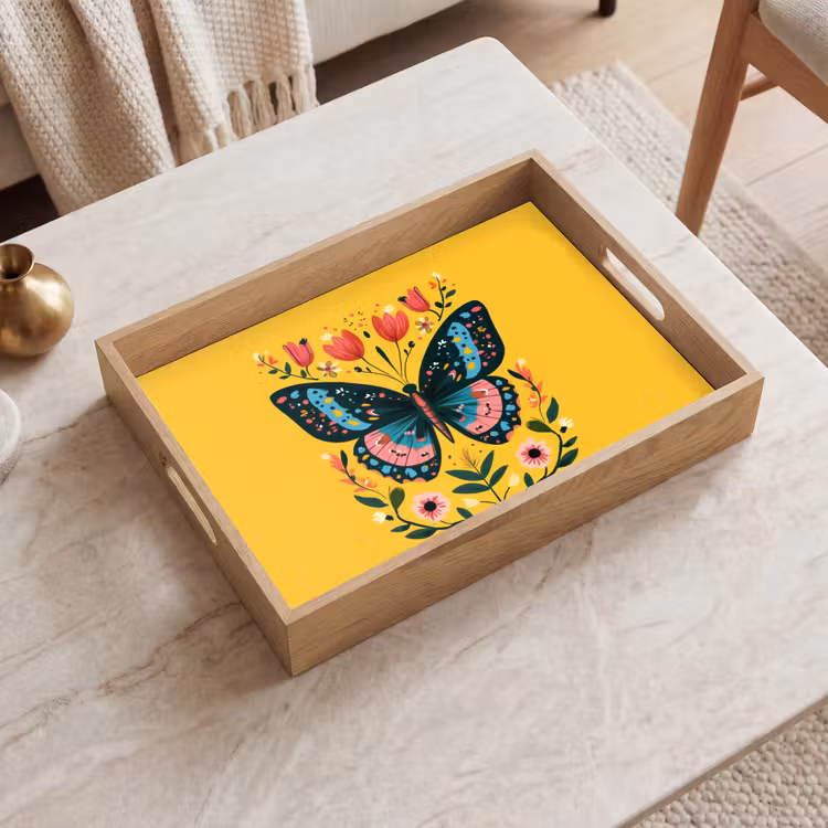 Plateau - Fleurs - Coloré - Papillon - Ornemental — 2